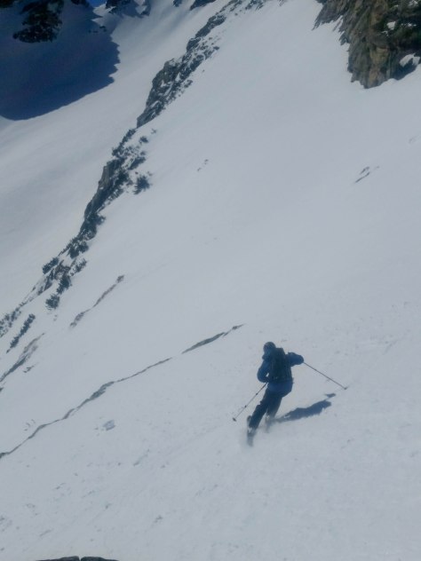Dane making a few last turns on the East Face.