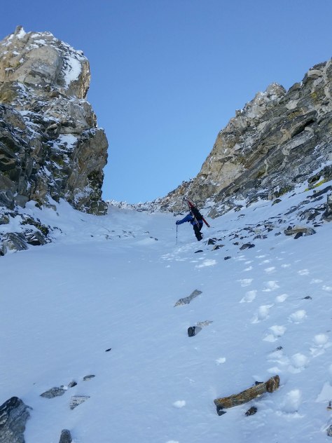 Dane, starting up the Northwest Couloir.